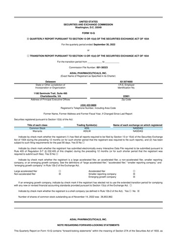 Thumbnail Adial Pharmaceuticals
 10-Q Quarterly Report FY2022 