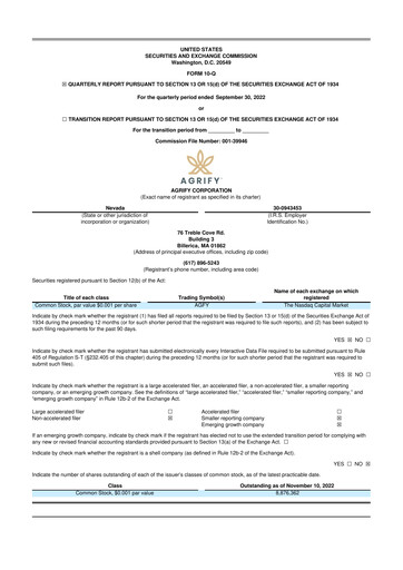 Thumbnail Agrify 10-Q Quarterly Report FY2022 