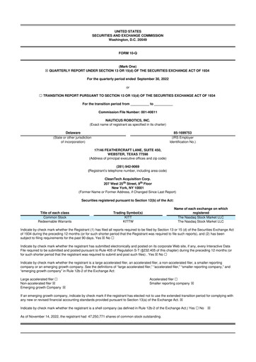 Thumbnail Nauticus Robotics 10-Q Quarterly Report FY2022 