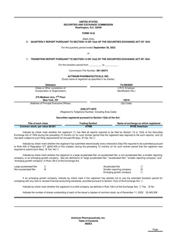 Thumbnail Actinium Pharmaceuticals 10-Q Quarterly Report FY2022 