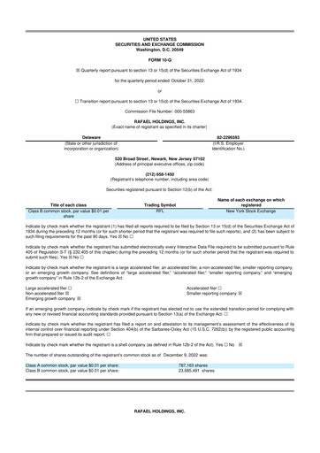 Thumbnail Rafael Holdings 10-Q Quarterly Report FY 