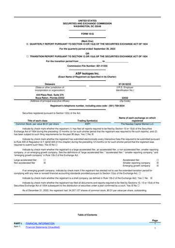 Miniature ASP Isotopes 10-Q Rapport trimestriel 2022 