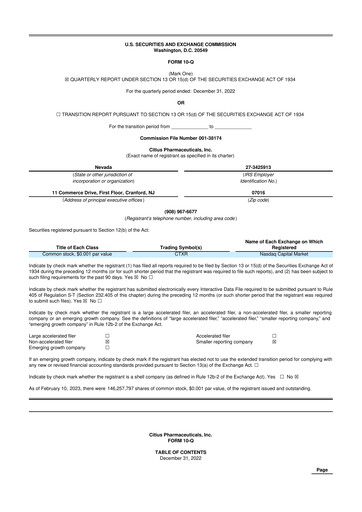 Thumbnail Citius Pharmaceuticals
 10-Q Quarterly Report FY2023 