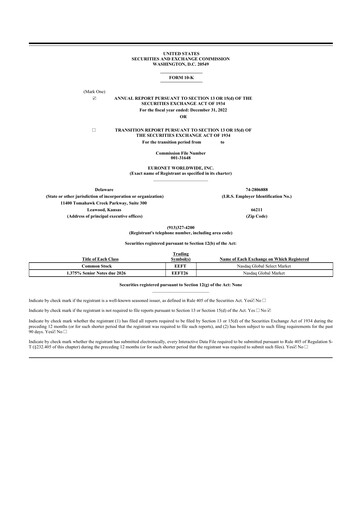 Thumbnail Euronet Worldwide
 10-K Annual Report 2022