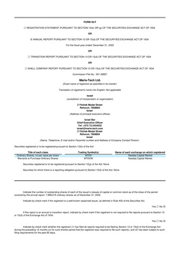 Vorschaubild Maris Tech 20-F Jahresbericht 2022