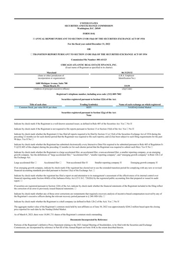 Thumbnail Chicago Atlantic Real Estate Finance 10-K Annual Report 2022