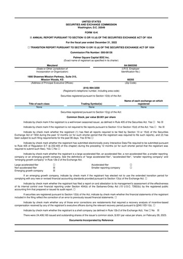 Miniature Palmer Square Capital BDC 10-K Rapport annuel 2022
