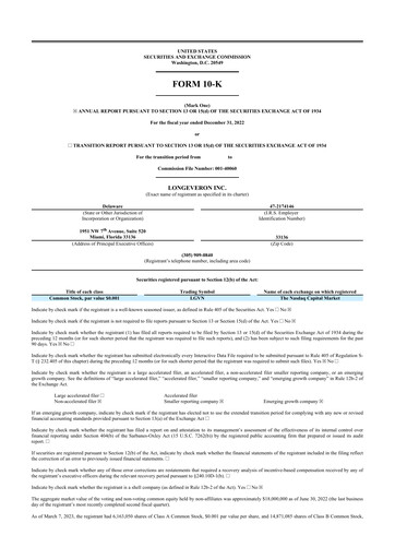 Thumbnail Longeveron 10-K Annual Report 2022