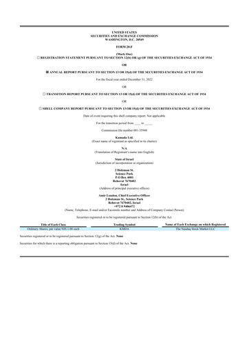 Thumbnail Kamada
 20-F Annual Report 2022