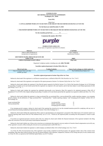 Thumbnail Purple Innovation
 10-K Annual Report 2022