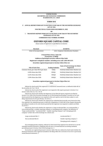 Thumbnail Oxford Square Capital
 10-K Annual Report 2022