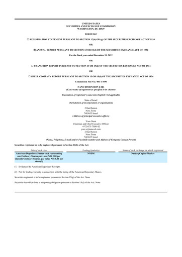 Thumbnail Nano Dimension
 20-F Annual Report 2022