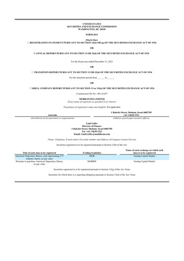 Thumbnail Mobilicom 20-F Annual Report 2022