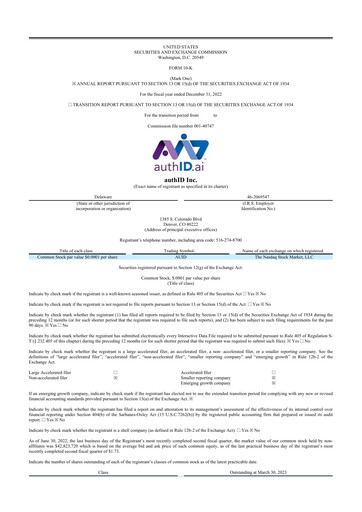 Thumbnail authID 10-K Annual Report 2022