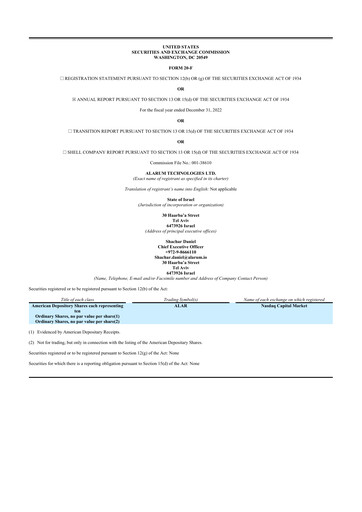 Thumbnail Alarum Technologies 20-F Annual Report 2022