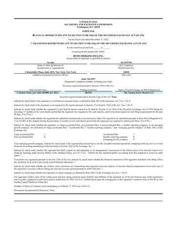 Thumbnail Hoth Therapeutics 10-K Annual Report 2022