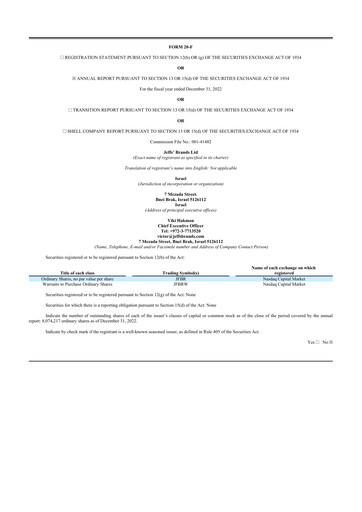 Thumbnail Jeffs' Brands 20-F Annual Report 2022