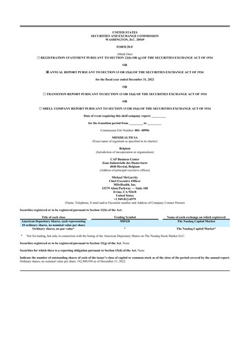 Thumbnail MDxHealth 20-F Annual Report 2022