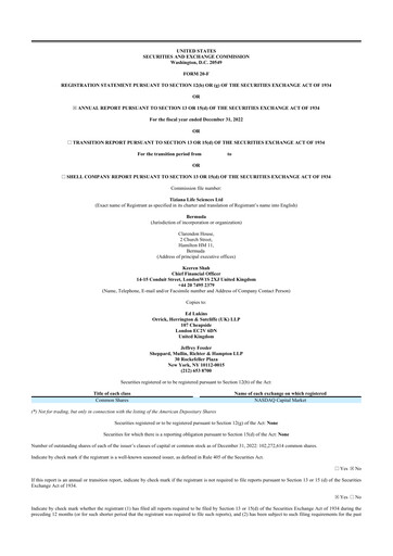 Thumbnail Tiziana Life Sciences 20-F Annual Report 2022