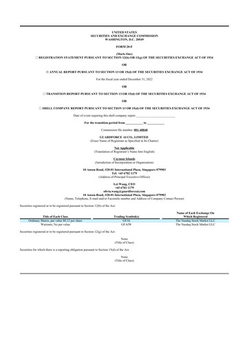 Thumbnail Guardforce AI 20-F Annual Report 2022