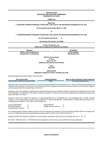 Thumbnail Protara Therapeutics 10-Q Quarterly Report FY2023 