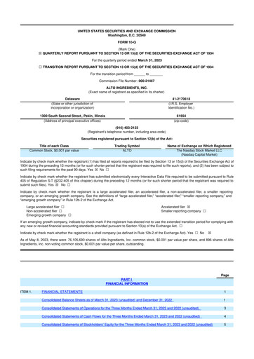 Thumbnail Alto Ingredients 10-Q Quarterly Report FY2023 