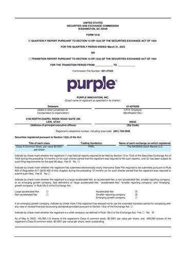 Vorschaubild Purple Innovation
 10-Q Quartalsbericht  