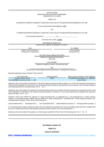 Miniature SB Financial Group 10-Q Rapport trimestriel 2023 