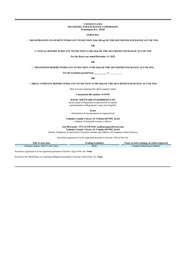 Vorschaubild Magic Software 20-F Jahresbericht 2022