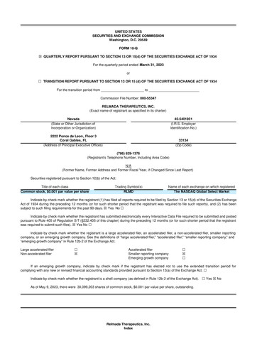 Thumbnail Relmada Therapeutics 10-Q Quarterly Report FY2023 