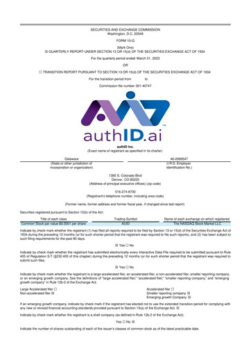 Thumbnail authID 10-Q Quarterly Report FY2023 