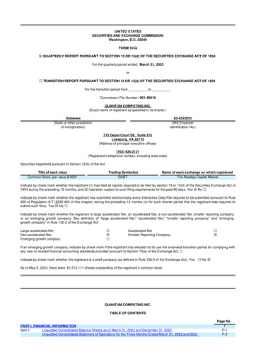 Thumbnail Quantum Computing 10-Q Quarterly Report FY2023 