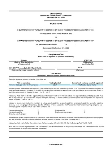 Thumbnail Longeveron 10-Q Quarterly Report FY2023 