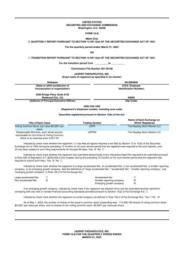 Thumbnail Jasper Therapeutics 10-Q Quarterly Report FY2023 