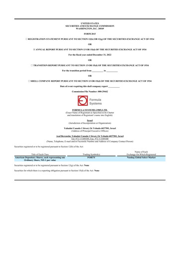 Thumbnail Formula Systems
 20-F Annual Report 2022