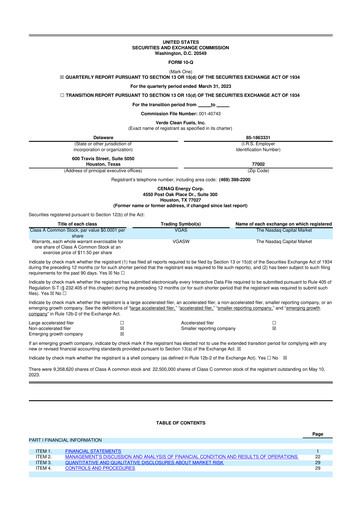 Thumbnail Verde Clean Fuels 10-Q Quarterly Report FY 