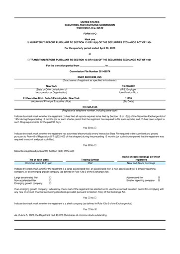 Thumbnail Enzo Biochem 10-Q Quarterly Report FY2023 
