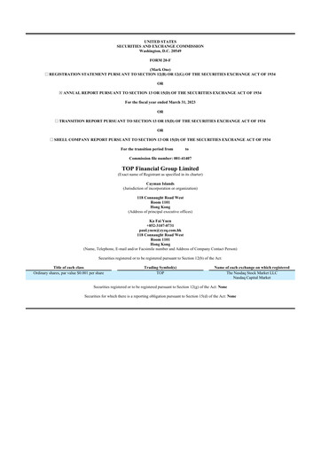 Thumbnail TOP Financial Group Limited 20-F Annual Report 2023