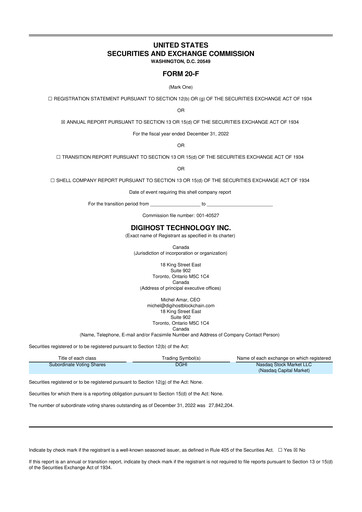 Miniature DigiPowerX 20-F Rapport annuel 2022