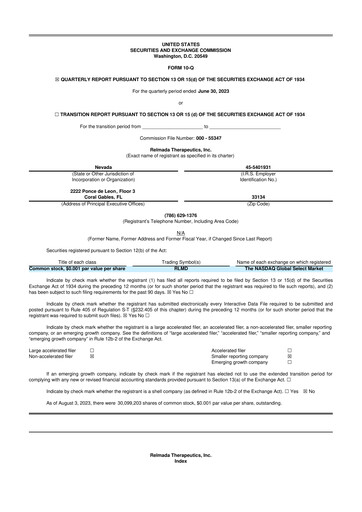 Thumbnail Relmada Therapeutics 10-Q Quarterly Report FY2023 
