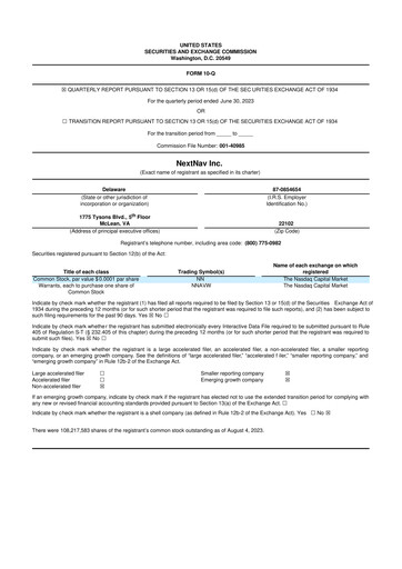 Miniature NextNav 10-Q Rapport trimestriel 2023 