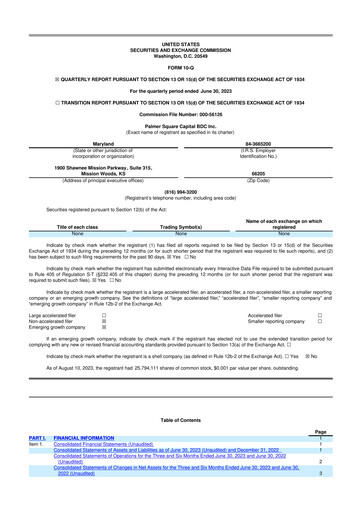 Thumbnail Palmer Square Capital BDC 10-Q Quarterly Report FY2023 