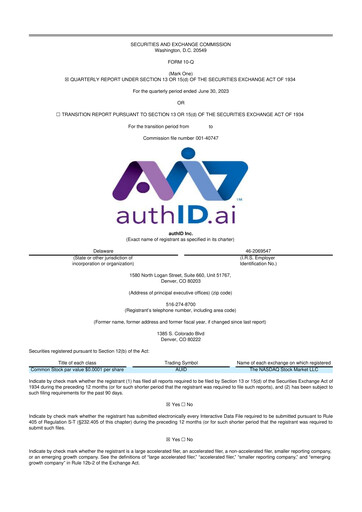 Thumbnail authID 10-Q Quarterly Report FY2023 