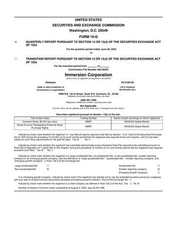 Miniature Immersion Corporation
 10-Q Rapport trimestriel 2023 