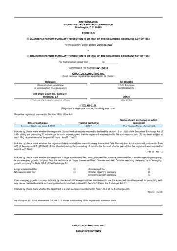 Thumbnail Quantum Computing 10-Q Quarterly Report FY2023 