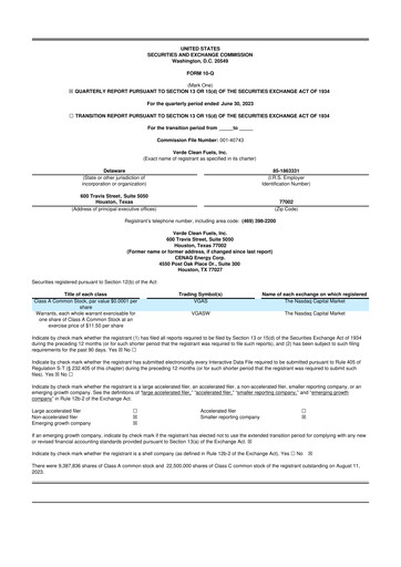 Thumbnail Verde Clean Fuels 10-Q Quarterly Report FY 