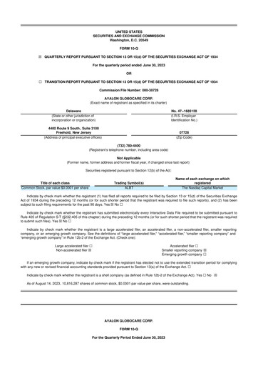Thumbnail Avalon GloboCare 10-Q Quarterly Report FY2023 
