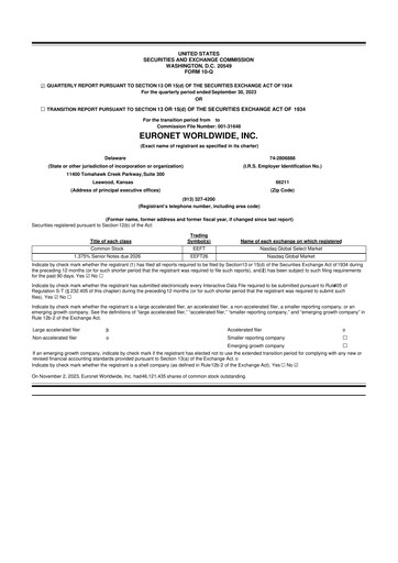 Thumbnail Euronet Worldwide
 10-Q Quarterly Report FY2023 