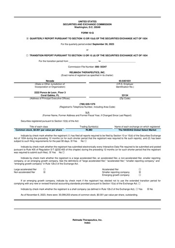 Thumbnail Relmada Therapeutics 10-Q Quarterly Report FY2023 