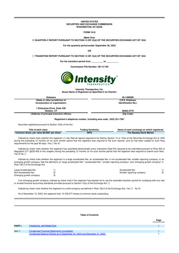 Thumbnail Intensity Therapeutics 10-Q Quarterly Report FY2023 